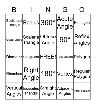 Geometry BINGO Card