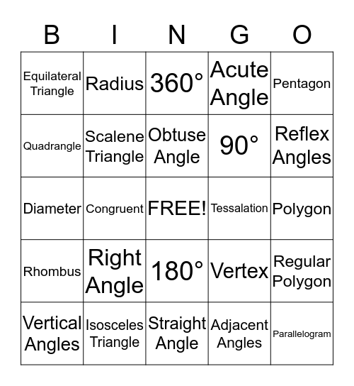 Geometry BINGO Card