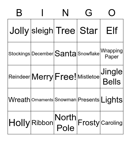 Christmas Bingo  Bingo Card
