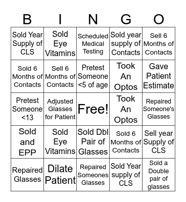 The Eye Doctors Bingo Card