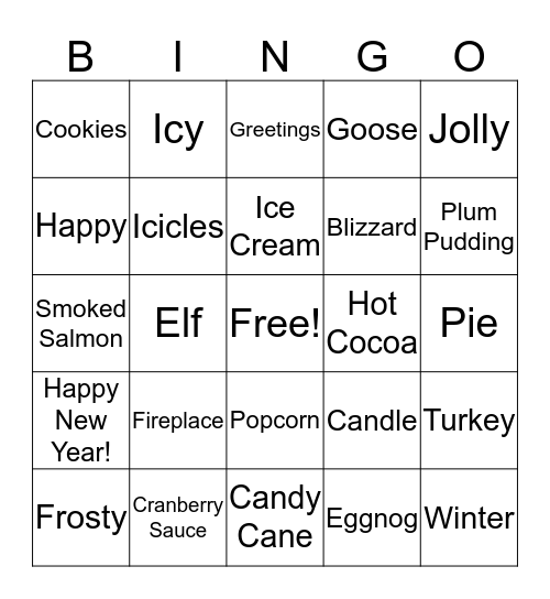 Hoilday Bingo Card