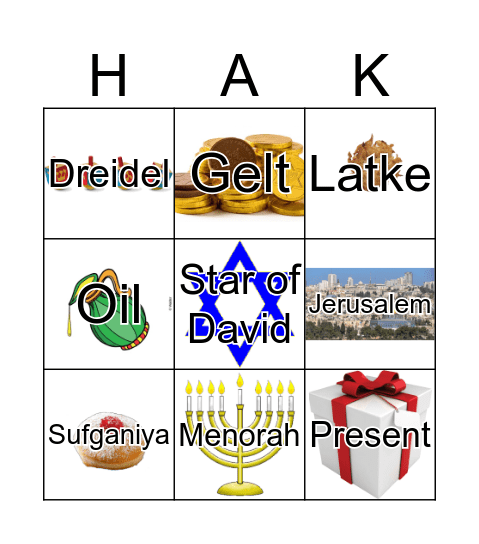 Chaukah Bingo! Bingo Card