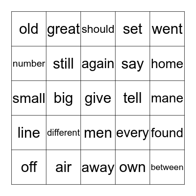 Brian's Words Bingo Card