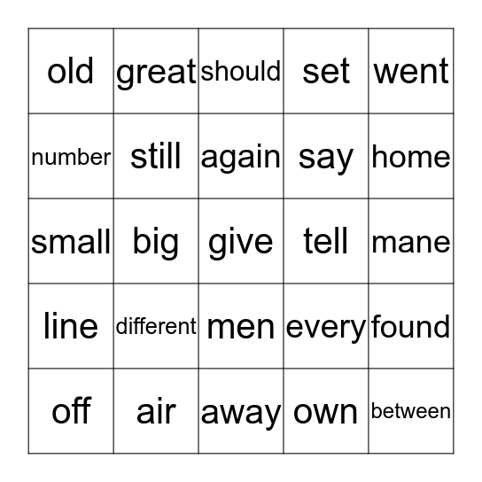 Brian's Words Bingo Card