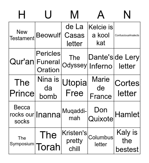 Utopia is superior to the Muqaddimah Bingo Card