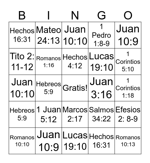 Versos Biblicos Para Evangelizar Bingo Card