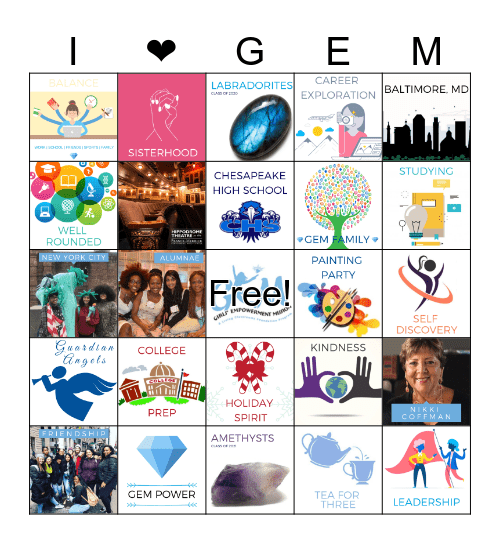 I <3 GEM Bingo Card
