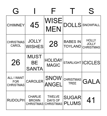 MERRY CHRISTMAS Bingo Card