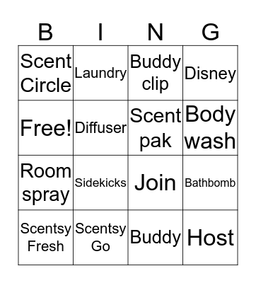 Scentsy Bingo Card