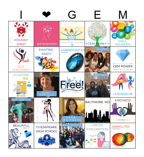I <3 GEM Bingo Card