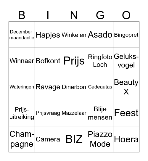 BIZ Centrum Wateringen Bingo Card