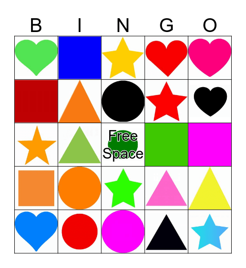 Color Shapes Bingo Card