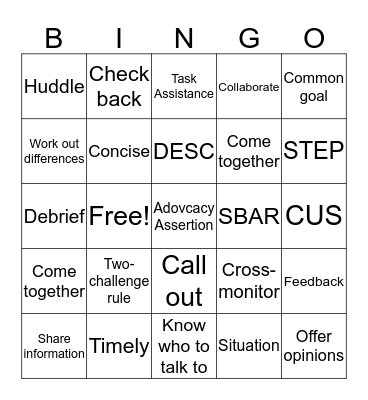 Collaborative Teams Bingo Card