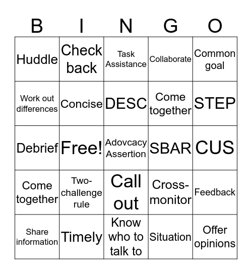 Collaborative Teams Bingo Card