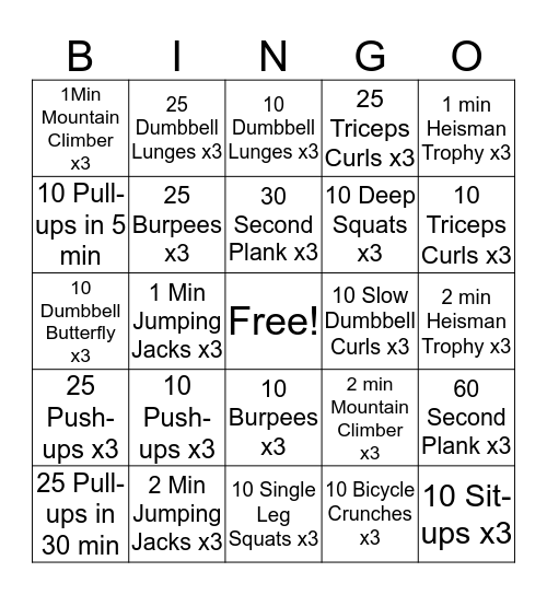 Week 1 Bingo Card