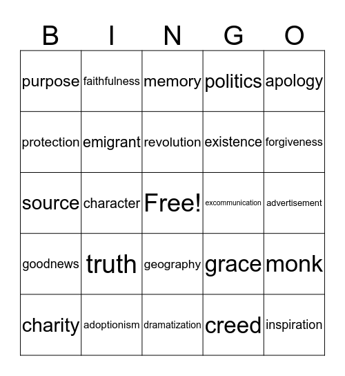 Rotation I Exam Review 2018-2019 Bingo Card