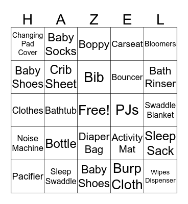 We Love Hazel Cate! Bingo Card