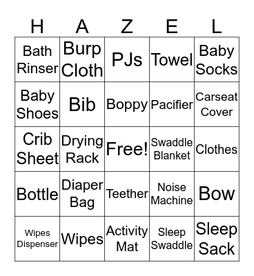 We Love Hazel Cate! Bingo Card