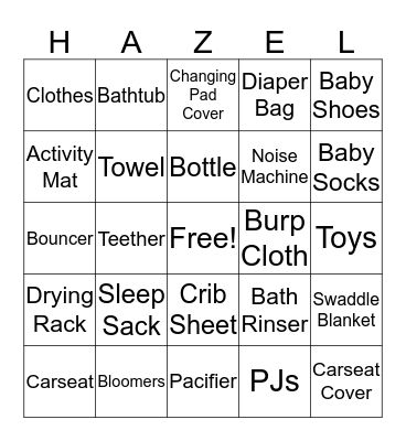 We Love Hazel Cate! Bingo Card