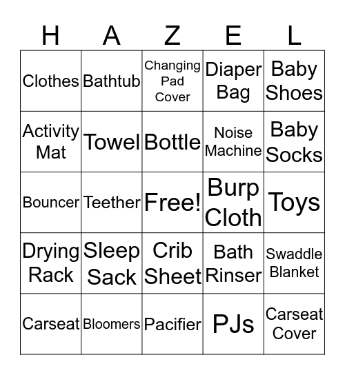 We Love Hazel Cate! Bingo Card