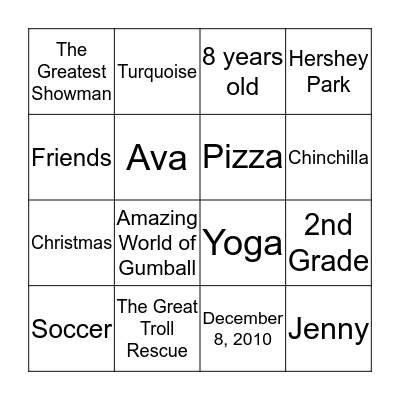 HAILEY Bingo Card