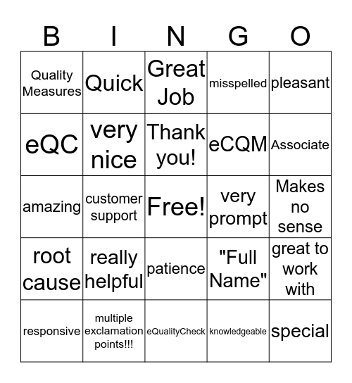 Survey Bingo Card
