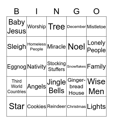 Christmas Prayer Bingo Card