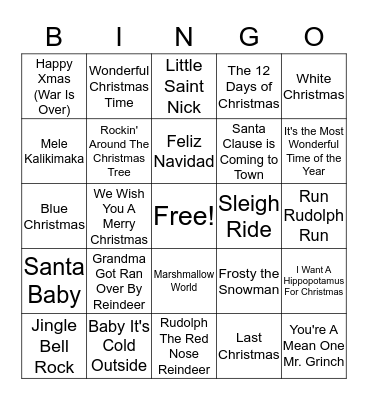 Christmas Bingo  Bingo Card