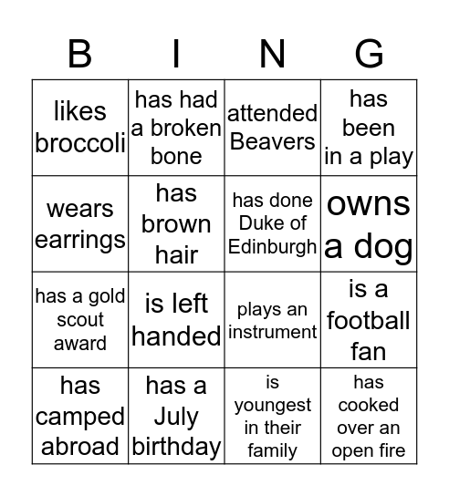 Find someone who: Bingo Card