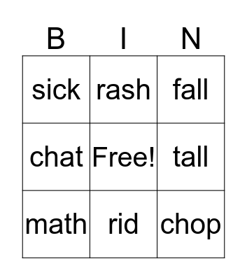 1st Grade: Unit 4 and review Bingo Card