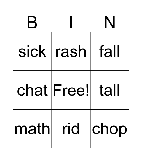 1st Grade: Unit 4 and review Bingo Card