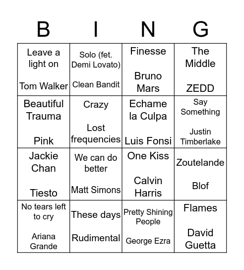 Disco Bingo 2018 Bingo Card