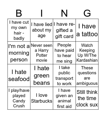 Liskow Bingo Card