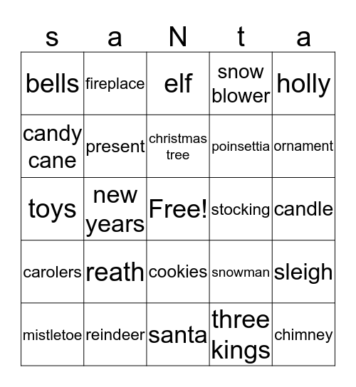 Navidad Bingo Card