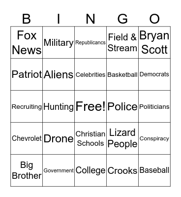 Coleman Bingo Card
