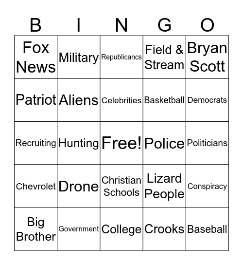 Coleman Bingo Card