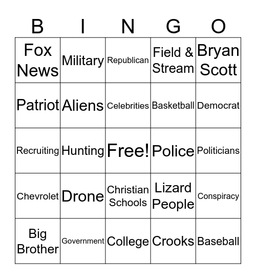 Coleman Bingo Card