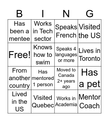 Networking Bingo Card