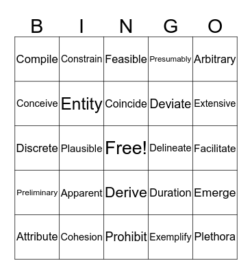 English 9 Mixed Review Bingo Card