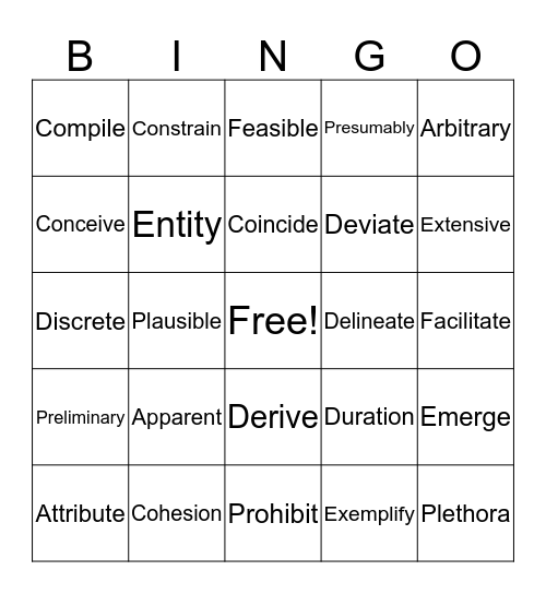 English 9 Mixed Review Bingo Card