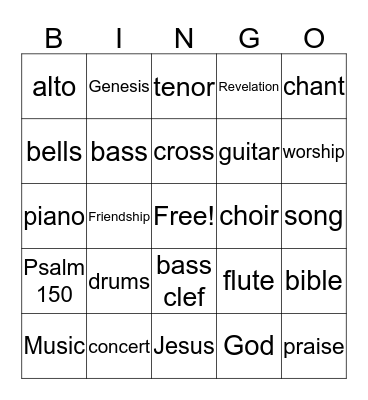 Music Ministry Bingo Card