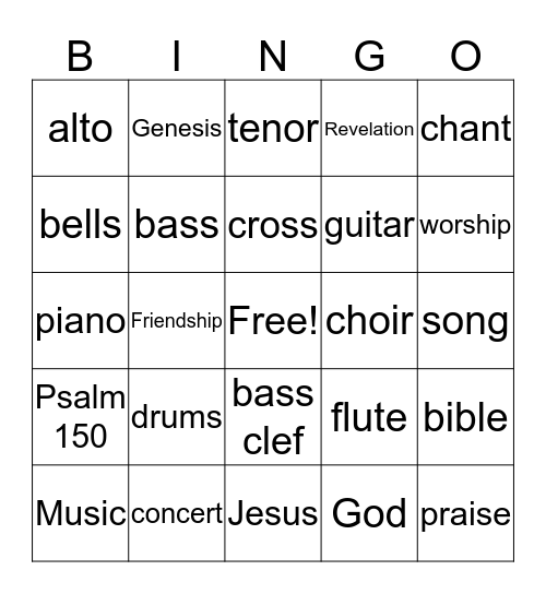 Music Ministry Bingo Card