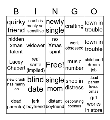 Hallmark Movie Bingo Card