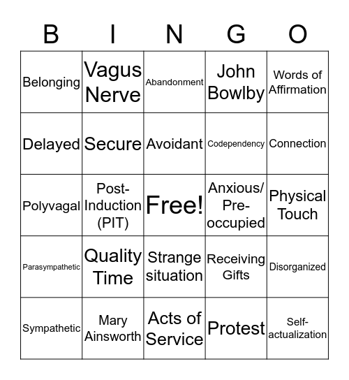 Attachment Repair Bingo! Bingo Card