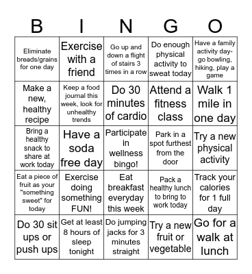 WELLNESS BINGO Card