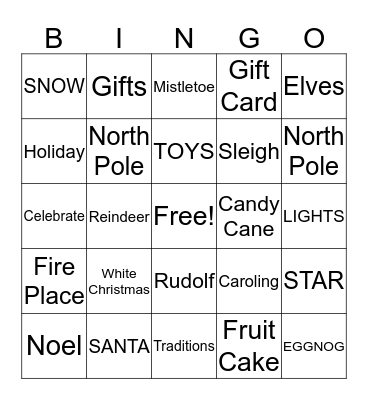 Holiday Bingo Card
