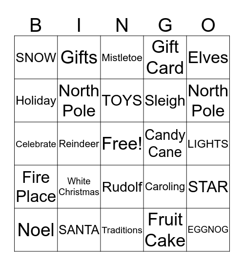 Holiday Bingo Card