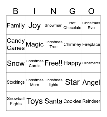 Pathways Holiday Bingo Card