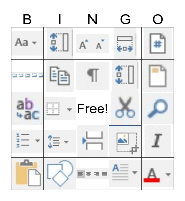 BIM Icons for MS Word Bingo Card