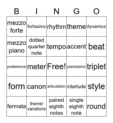 4th Grade - Bingo Vocab Bingo Card